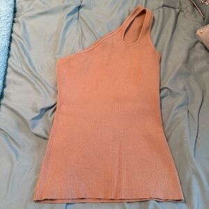 One-Shoulder Ribbed Women Top - Tan old money minimalistic capsule word robe